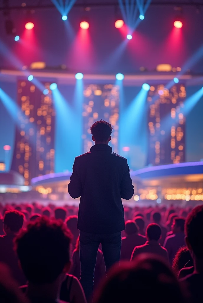 Black Male R&B-Soul Singer Singapore A live performance with the Marina Bay Sands as the backdrop