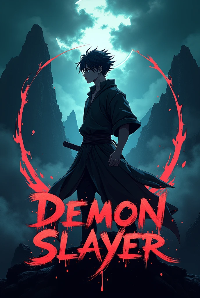 Make Demon Slayer anime logo for my yt channel with backround  Demon Slayer character 