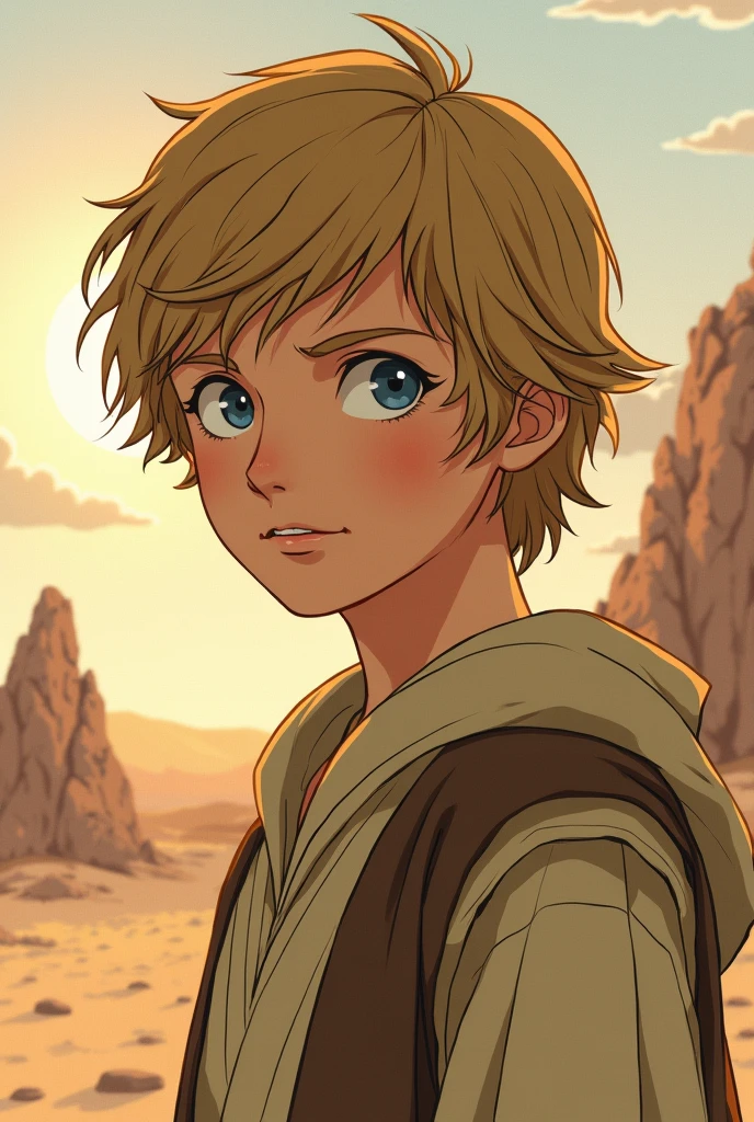 Portrait of Luke Skywalker as a child, studios Ghibli, , tatooine