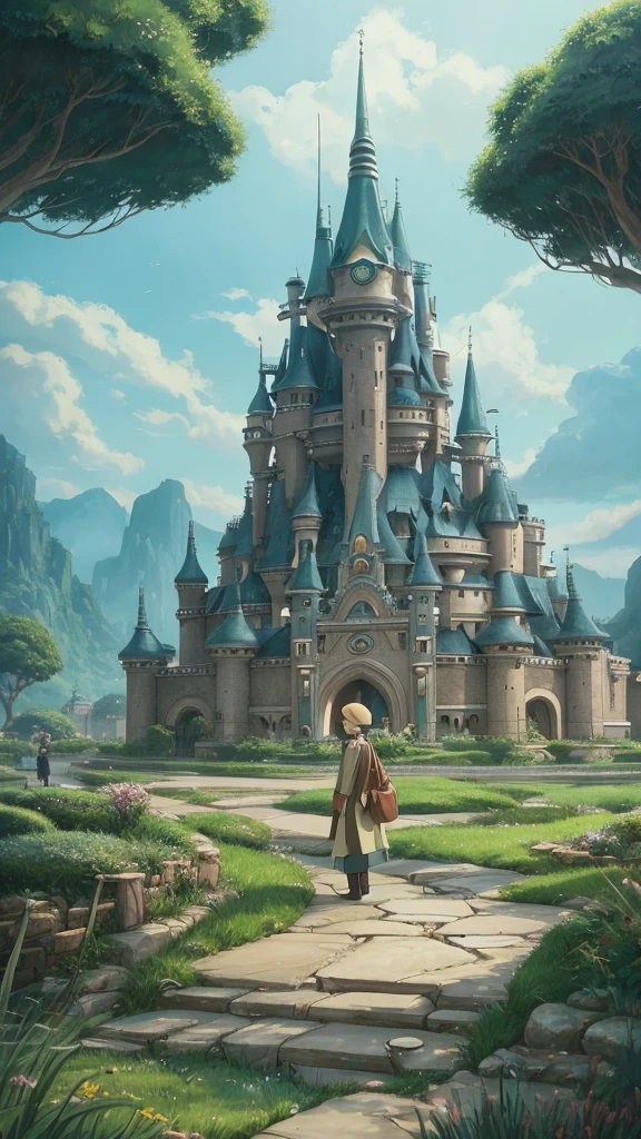 Create an image of an MBTI Architect (INTJ) character in a Ghibli-style. The character should have a thoughtful and strategic demeanor, with a whimsical and magical setting that reflects their imaginative and visionary nature. Use soft, detailed, and fantastical elements typical of Studio Ghibli's art style.