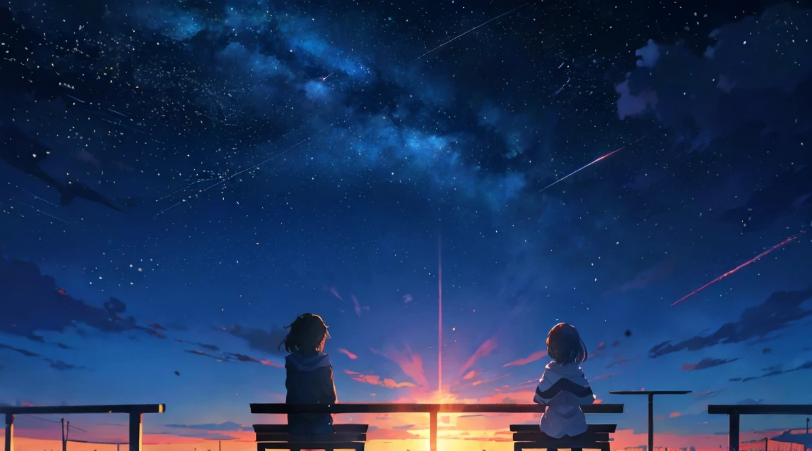 anime, in sky, star, in bench, in milky, in star, in sky, in star, in bench, in milky, in star, in, Space Sky. by makoto shinkai, anime sky, anime art wallpaper 4 k, anime art wallpaper 4k, anime art wallpaper 8 k, วอลล์เปเปอร์inน่าทึ่ง, with in sky full of star