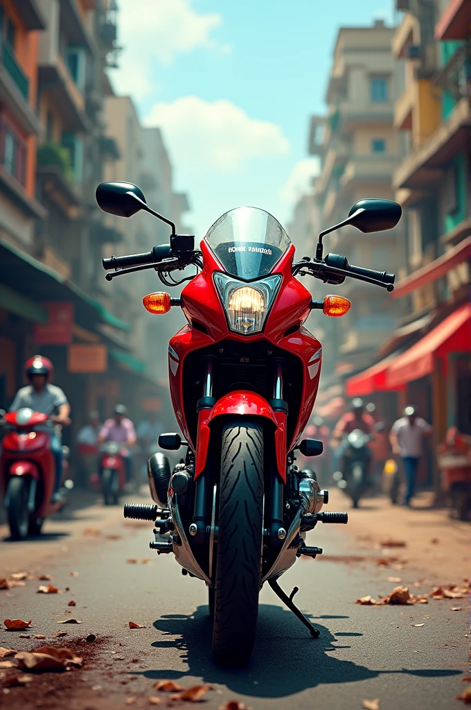 An rx 100 yamaha in Mumbai street in red colour