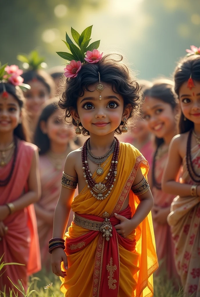 Little Krishna wait yeshodha maya only smiling faces banner or wallpaper
