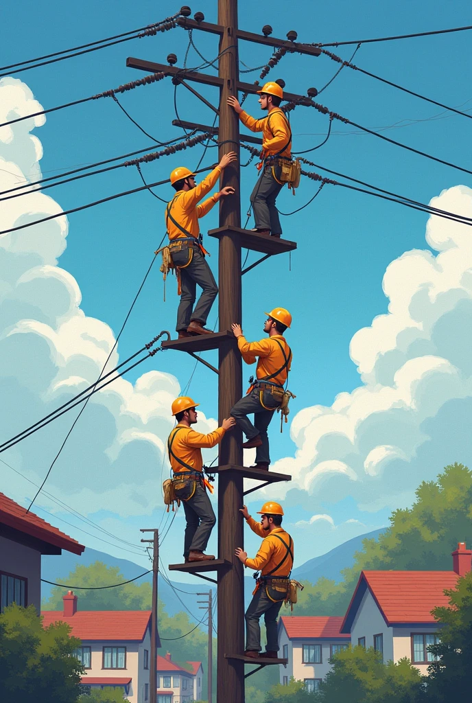 10 Electrician on top of the pole