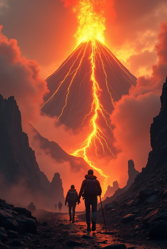 Fire-animated volcano hike