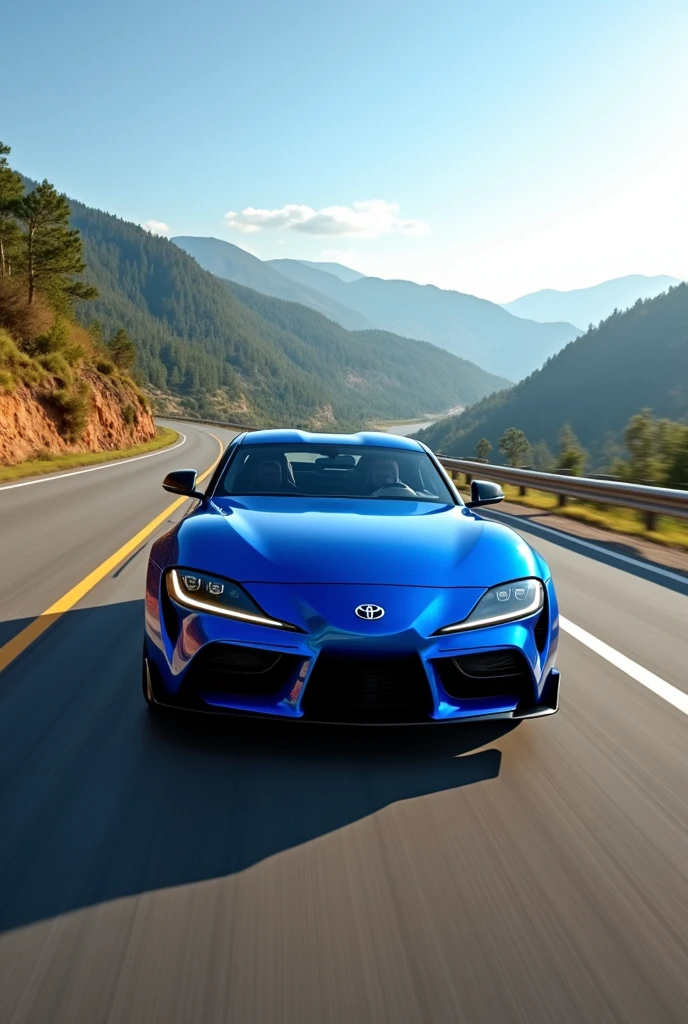 Toyota supra blue colour in national highway