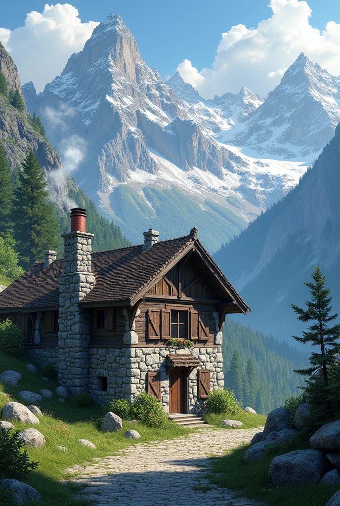 Stone house in mountain
