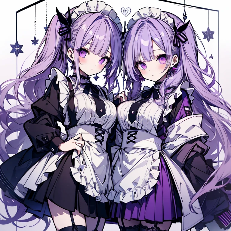 1girl, patchouli knowledge (touhou), purple eyes, very long hair, purple hair, blunt bangs, double bun, purple headwear, mob cap, bun cover, vertical-striped dress, purple dress, long sleeves, robe, wide sleeves, red bowtie, neck ribbon, red ribbon, crescent hat ornament, crescent hair ornament, red bow, blue bow, hair bow, hat bow,(large breasts),(((full body))),(((blue background))),(((Diagonal angle)))