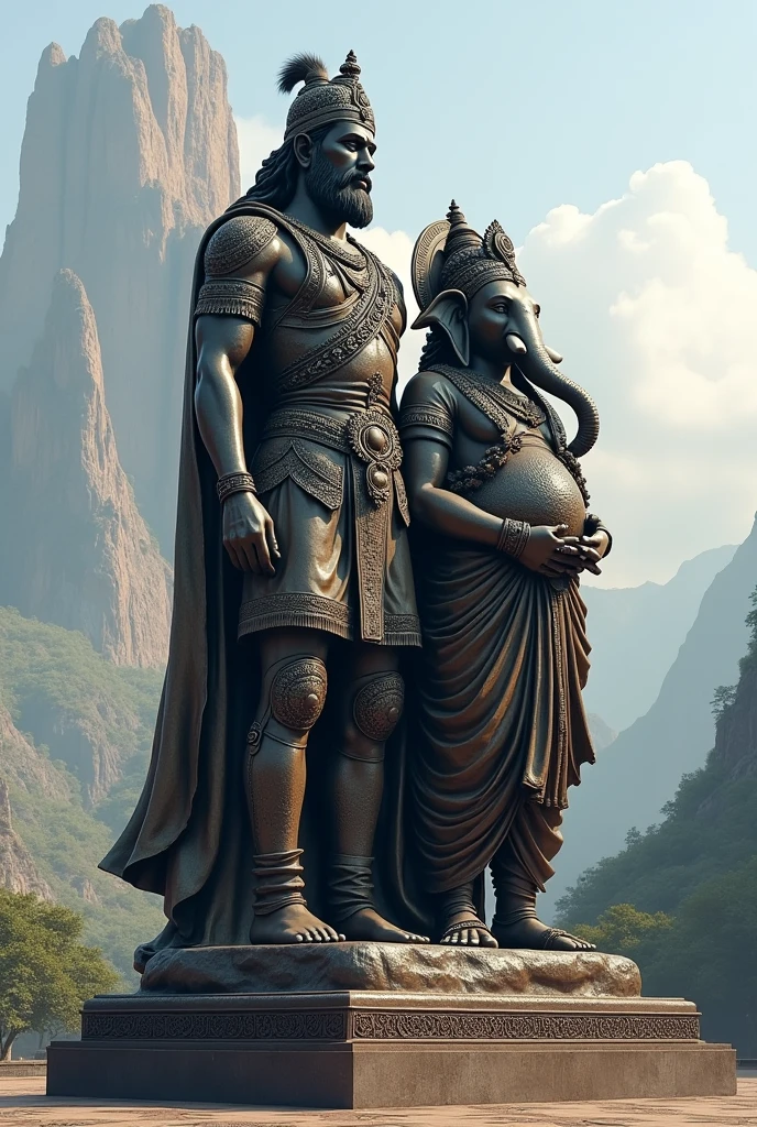 Shivaji maharaj and lord ganesha statue