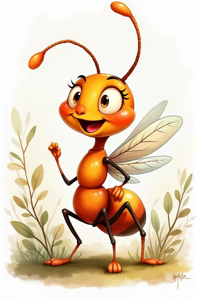 Ant cartoon watercolor
