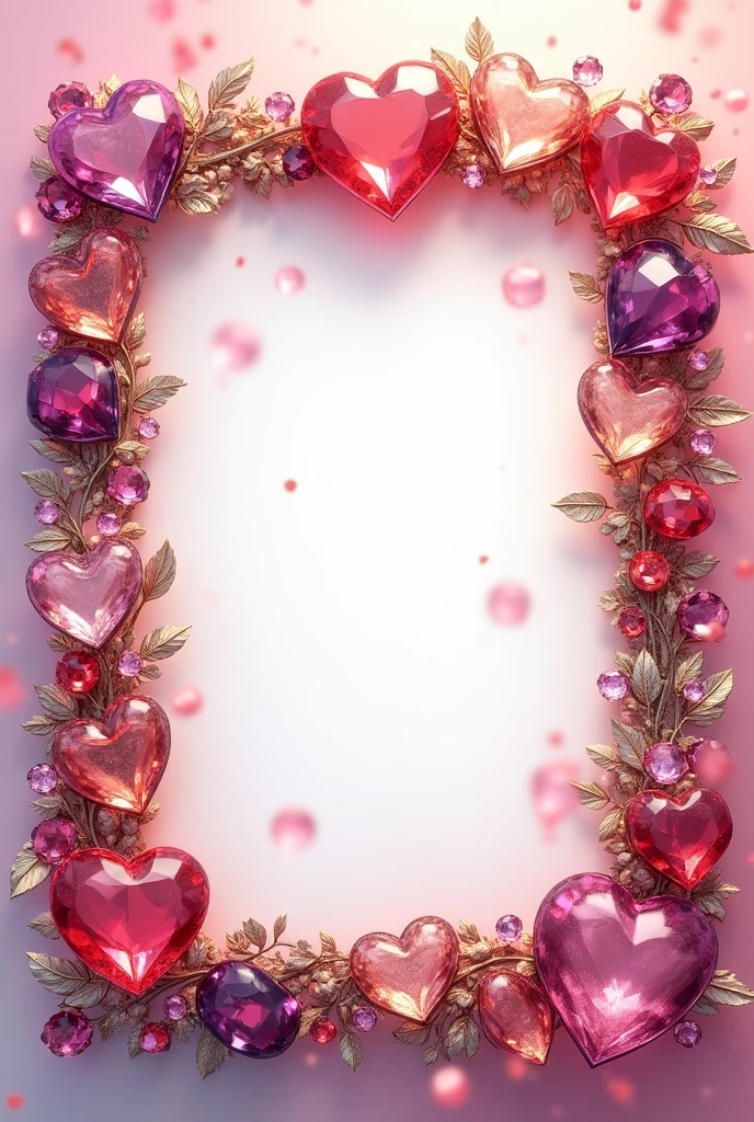Love themed frame with gems aesthetic and decorative and no background at all fully transparent background
