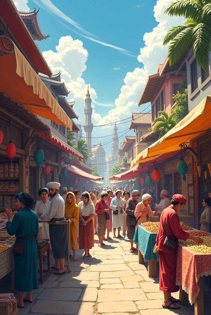 Illustration of traders in the market