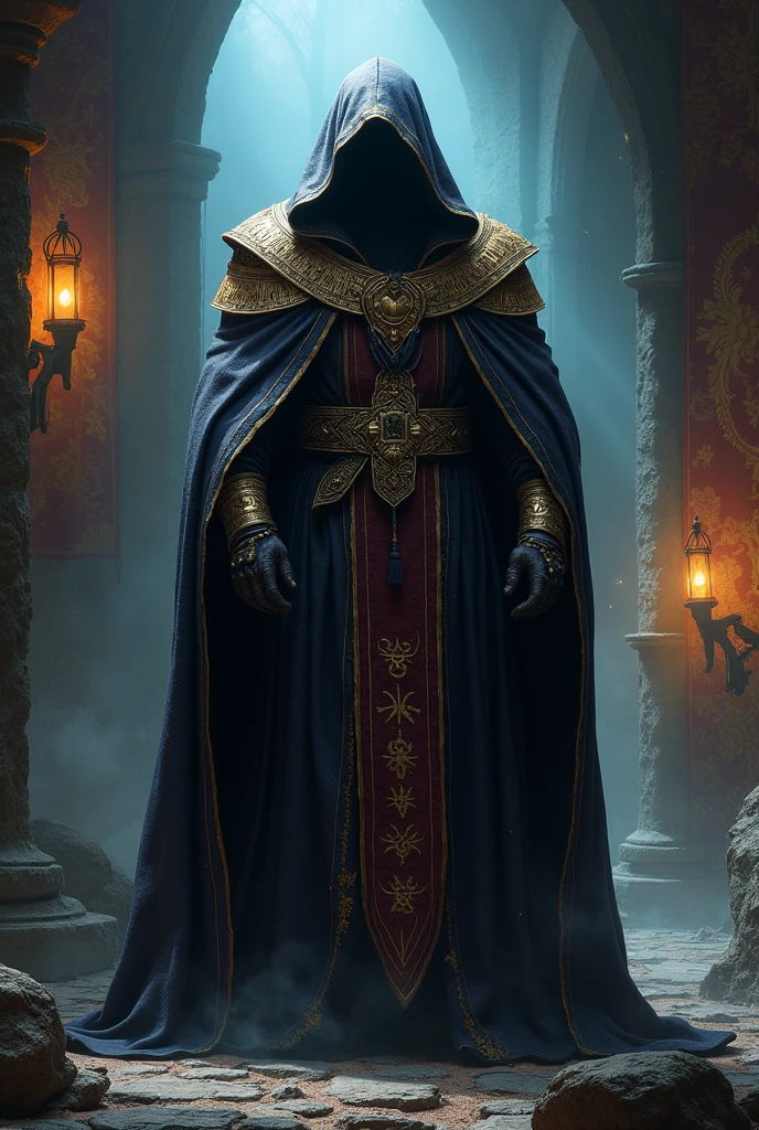 Dungeon master, dungeons and dragons, powerfull and mistery hooded figure
