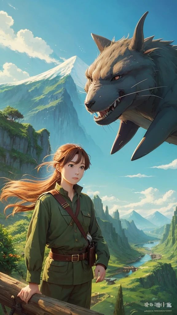 Create an image of an MBTI Commander (ENTJ) character in a Ghibli-style. The character should convey a strong, decisive, and leadership presence, set in a whimsical and magical environment that highlights their strategic and authoritative nature. Incorporate soft, detailed, and fantastical elements typical of Studio Ghibli’s art style.