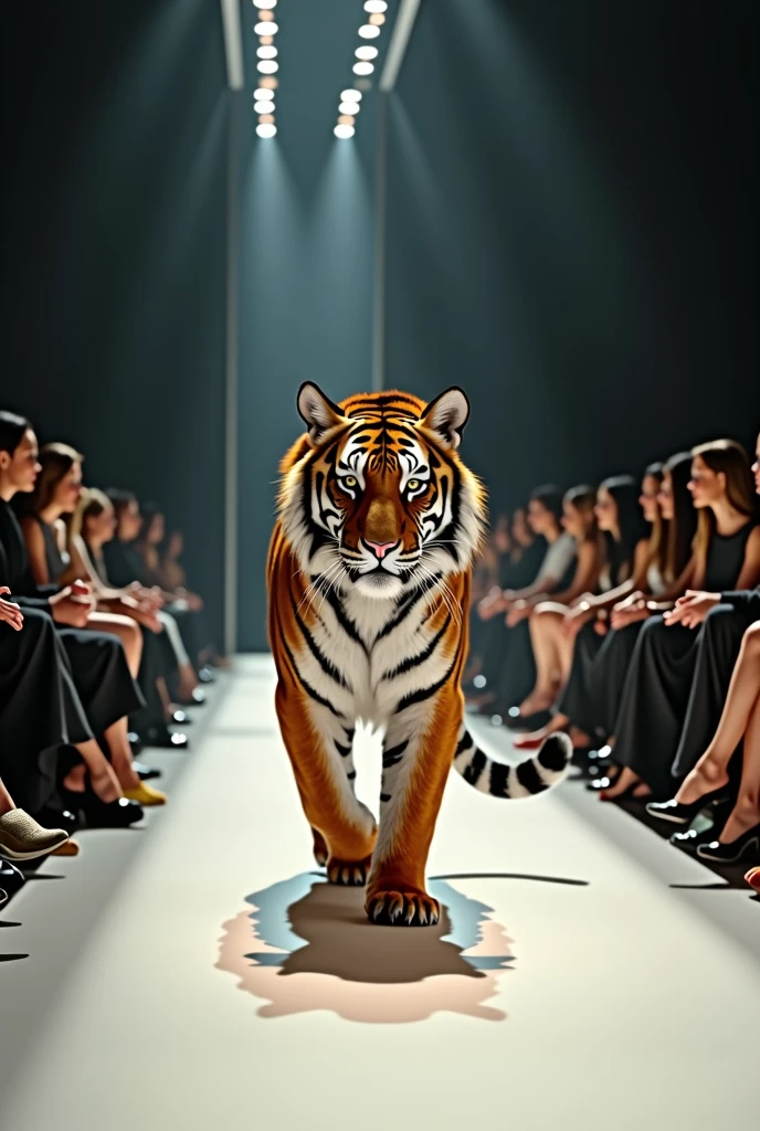 Tiger walking in a real life fashion show