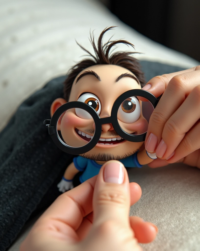 Cartoon character of a man in black glasses and blue shirt, animation character, stylized character, animation style rendering, 3d stylized, Arnold Maya rendering, Stylized 3D rendering, toon render screenshot, 3d character, 3d character, Stylized 3D rendering, 3D character rendering, cartoon character, Personagem de close up, character posing,  (Pixar-style) (master part:1.2) (bokeh) (best qualityer) (skin detailed) (detailed texture) (8k) (Argilla) (cinematic lighting) (sharp focus