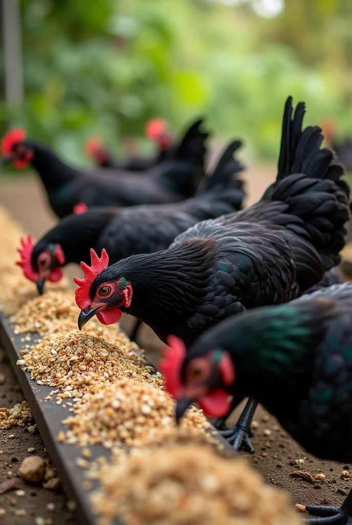 Image of feeding management of shaver black laying hens 