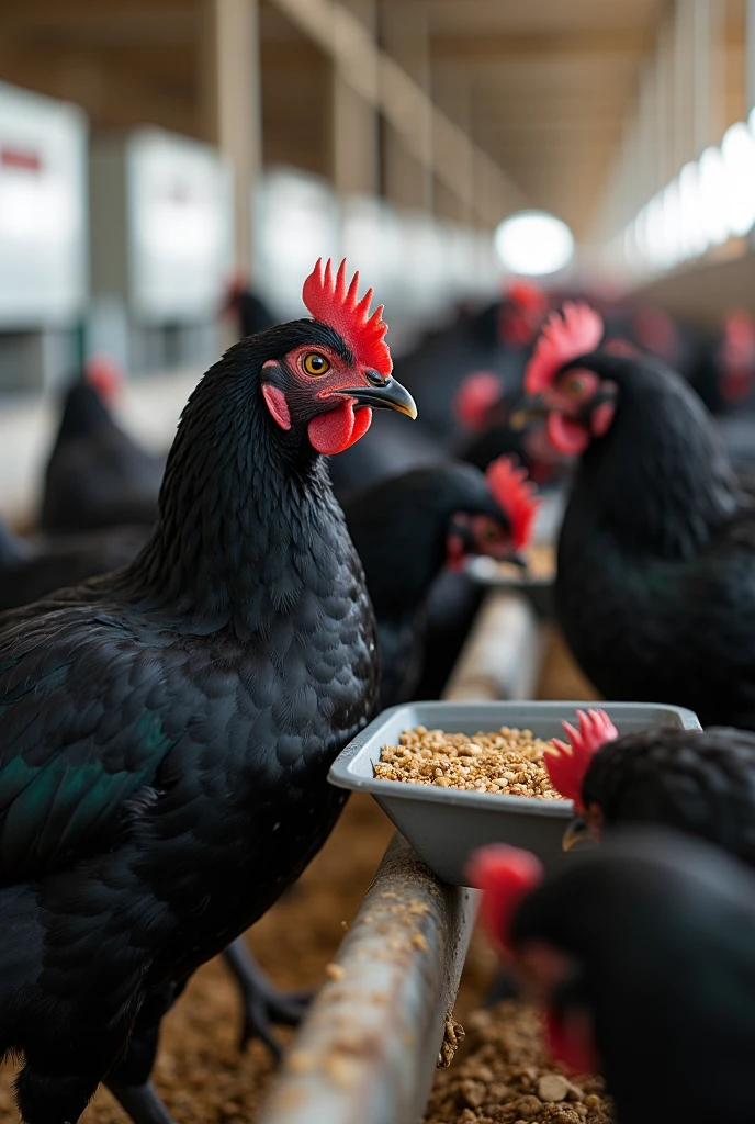Image of feeding management of black laying hens shaver black 