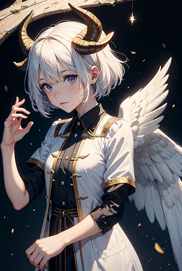 Human with wings and goat horns