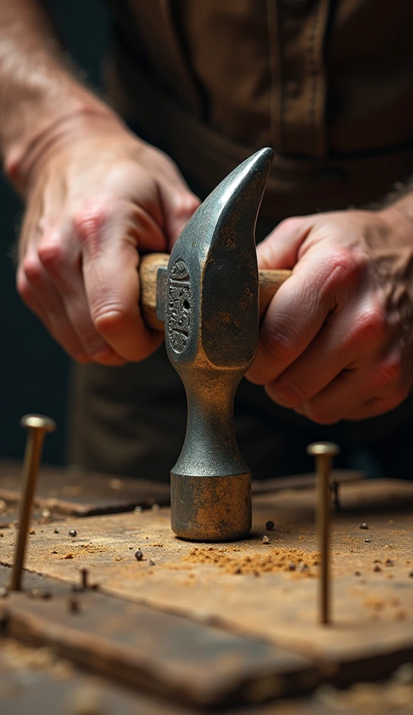 closed up hammering the nails