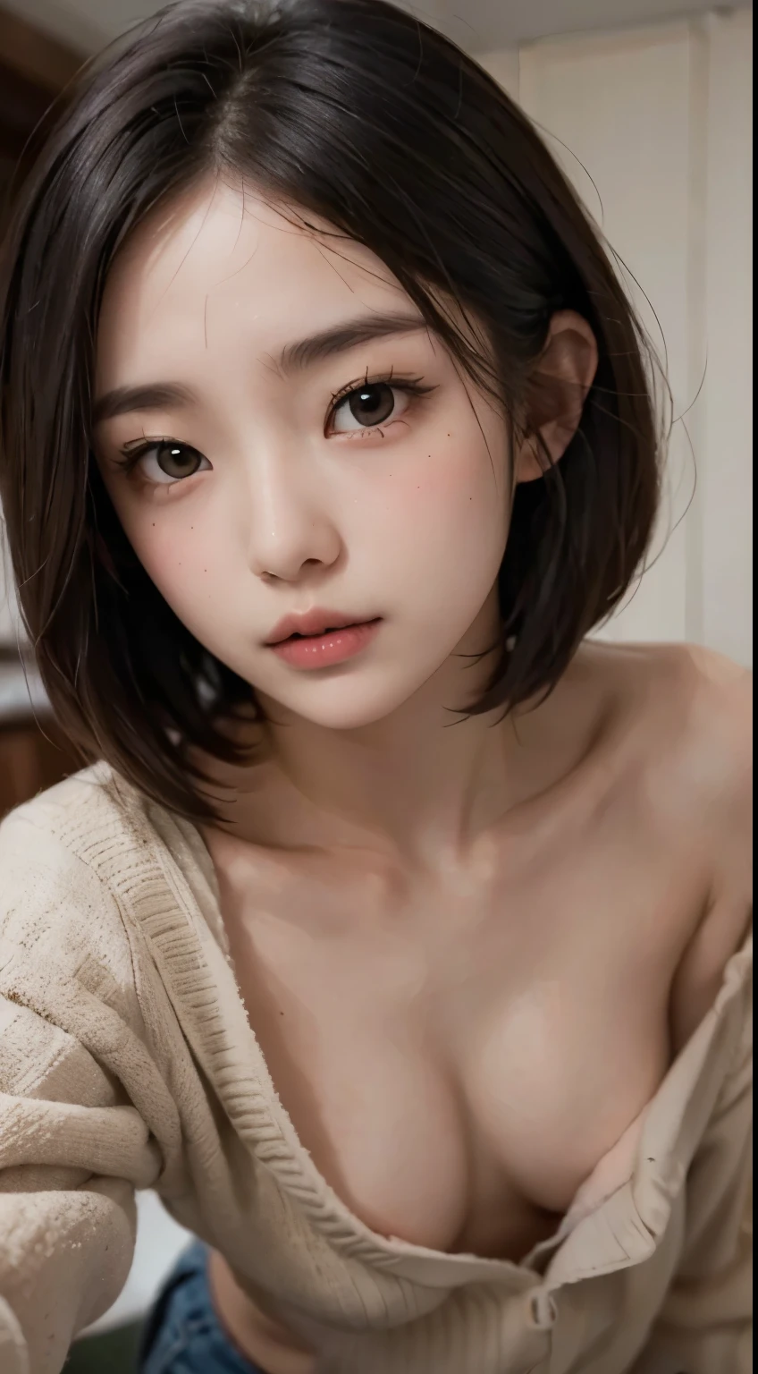 super close-up of a beautiful small breast