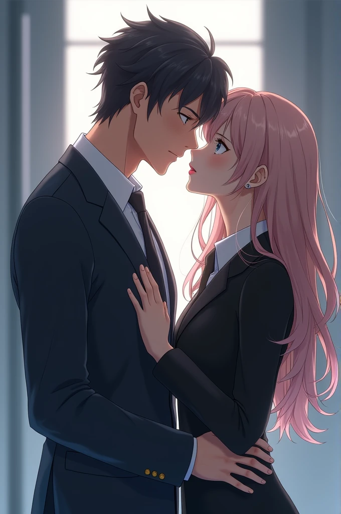 Anime boy kiss and Boss worman