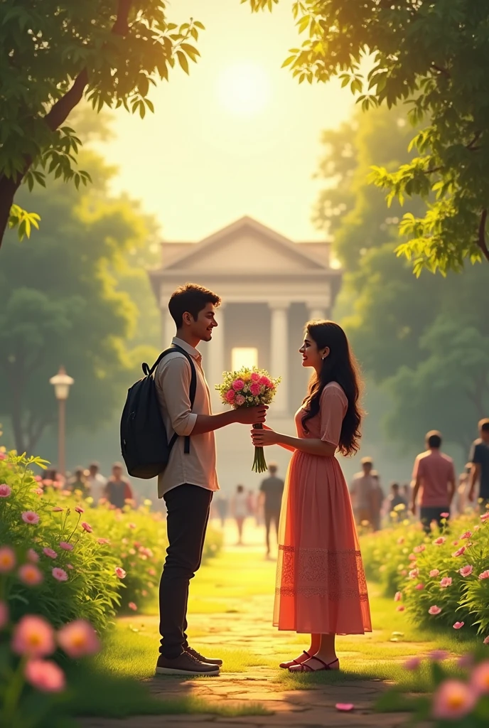 A boy whose name is aayan sharma proposing a girl whose name is nandini sharma in IIT college campuses
