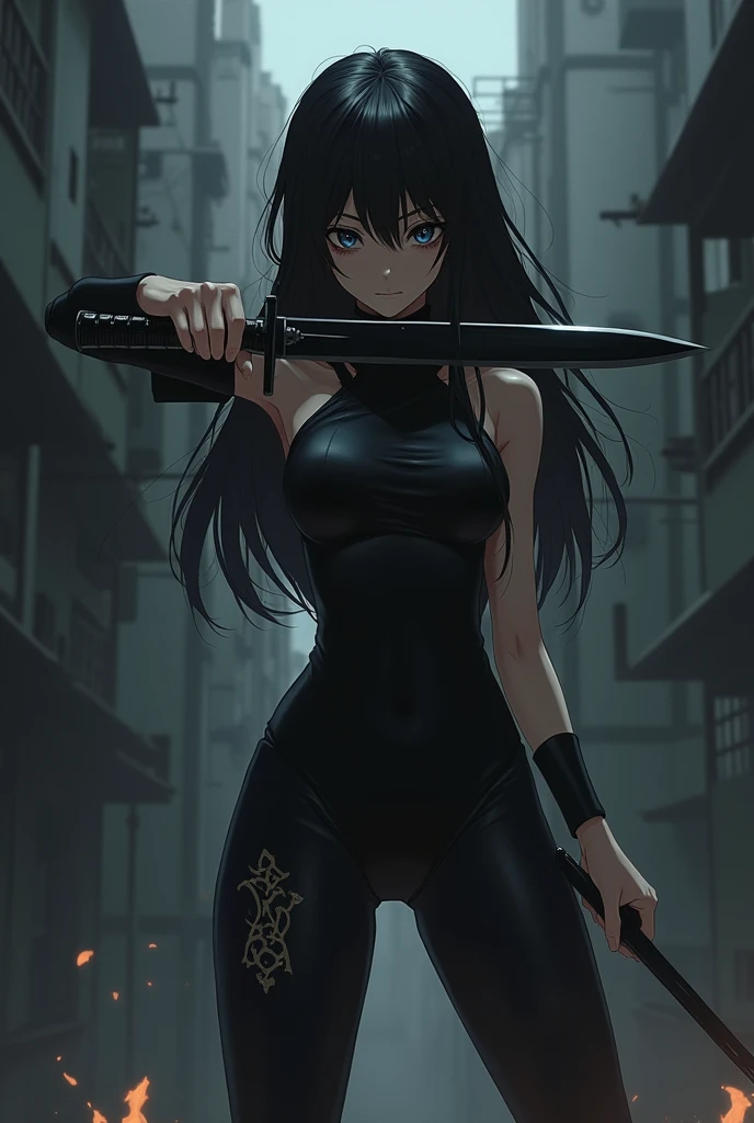 tokyo ghoul plack girl anime black knife a hand black posture