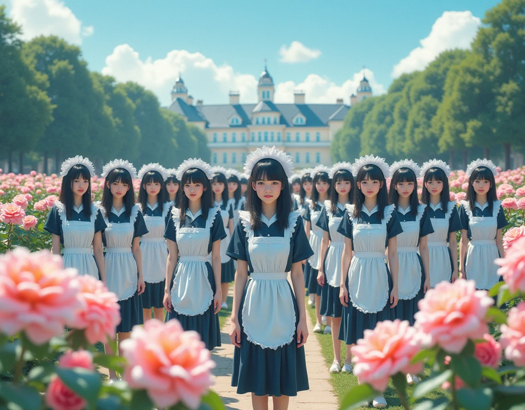 (No need to take a close-up of the subject in the center of the front), (Japanese Clone-girls=Myself), (Super Best masterpiece Clone-girls Raw Photography Art), (16K, Highest quality, Ultra-high resolution, RAW Photos), (It's so unrealistic., With unparalleled depiction, With an unfathomable sight, An unprecedented and shocking worldview, Clone-girls: In a world of mass reproduction, Ultra-realistic depiction), (Japanese girls, Sasaki Nozomi, 26yo), (Small face, Glossy dark hair, long hair, Dark Eyes, Mature face, Cute Smile), (A charming smiling face), (Very beautiful and detailed girl, Accurate body structure, Accurate body movements, Very detailed body), (Super big breasts, Large bulge of ample breasts), (orthodox maid clothes, Emphasise the fullness of your breasts), (Very detailed, Myself cloning, Depiction of splitting oneself, 1Myself girl→1,000,000,000,000,000,000,000,000,000,000Myself cloning girls), (Myself clone girlsは, With the same perfect appearance, to multiply in large numbers), (Very detailed depiction, Myself's multiplying female body, In the same female body,With the same face, With the same hairstyle, In the same clothes, At the same height, 同じSuper big breastsで, A completely indistinguishable female body, 1,000,000,000,000,000,000,000,000,000,000 people), (Myself girls only), (1,000,000,000,000,000,000,000,000,000,000Myself girls), European-style building, Vast rose garden, Lily Description, Physical contact, Cute smile, A happy smile, Pleasant blue sky