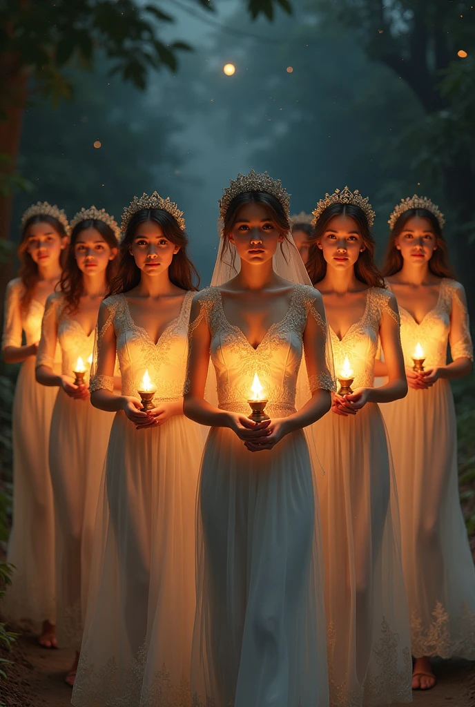 ten young brides who took their oil lamps and went out to meet the groom.