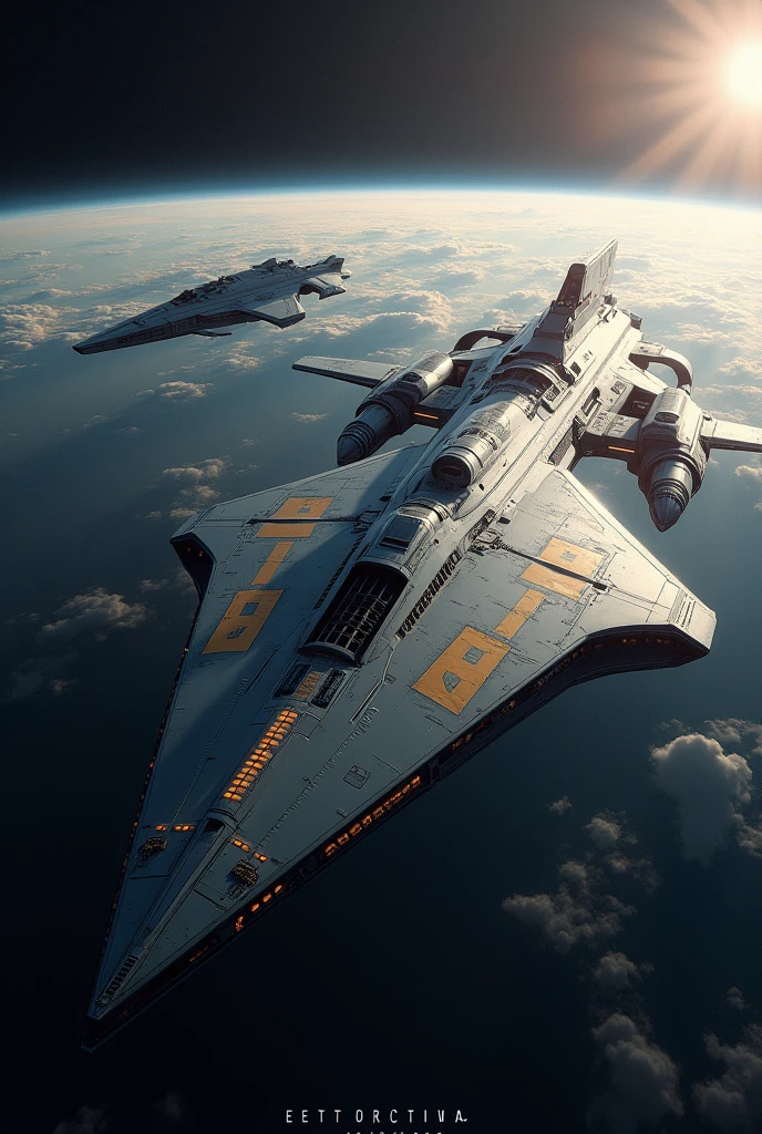 Create a spacecraft capable of traveling from Earth to Kepler-452b, This ship has to carry a lot of people, giant, be rational and realistic but with a futuristic design, The ship must have writing on a visible side "J.It is.D"