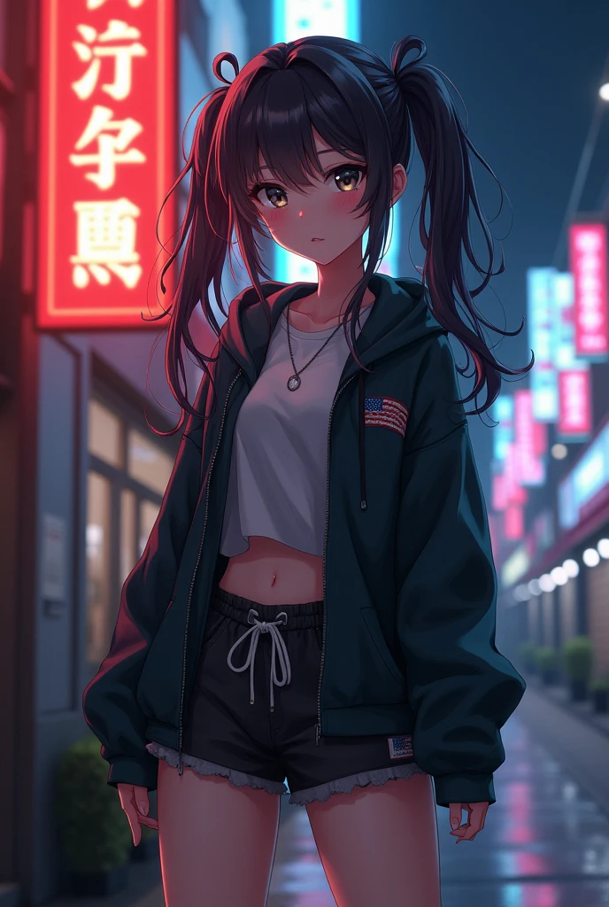chef-d'œuvre, Meilleure qualité, HuTaoV4, 1fille, seulement, rougir, Twintails, cheveux longs, cheveux entre les yeux, ((vêtements streetwear)), Ville, En plein air, nuit, Affiche de film, 8K extrêmement détaillé, lisse, haute résolution, ultra qualité, Éclairage cinématographique, occlusion ambiante, HD, 2k, 4k, 8k, 16k, anime extrêmement détaillé, Visages détaillés, composition parfaite, plan large, éclairage d'ambiance, très sexy, jupe relevable, angle bas du dossier aléatoire, Non censuré, NSFW, non censuré hentais naked
