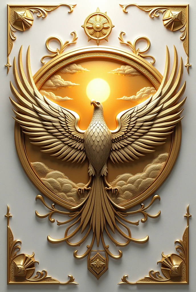Create a coat of arms of the ancient civilization of the white and gold ejito