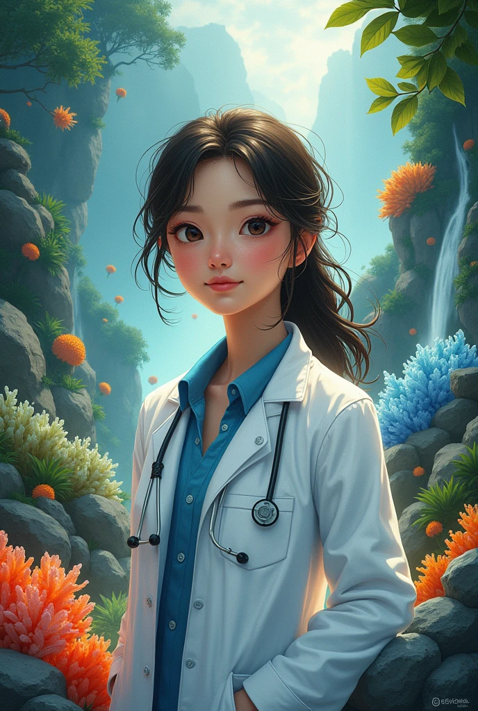 a girl doctor na may nakapalibot na sa kanya na yamang lupa,tubig at mineral not realistic