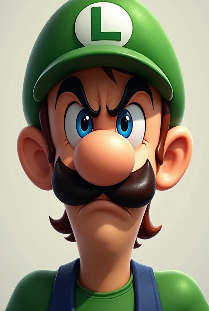 character Luigi with anxious expression, disgust
