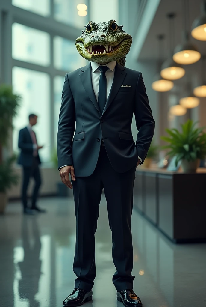 Businessman with a crocodile head