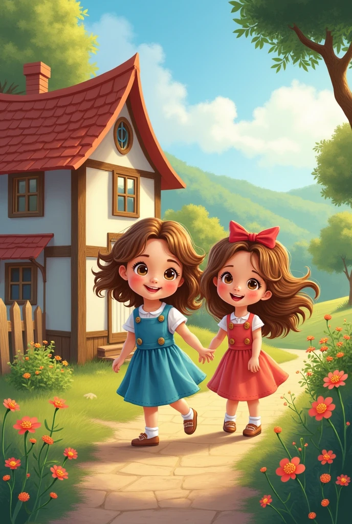 Illustrations by "Maria Clara and Aurora: An Adventure at Grandma&#39;s House" Obs: Maria Clara is  and has light brown hair and Aurora is  and has light brown hair 
