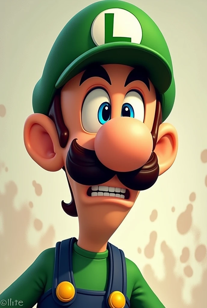 Luigi character with expression of yuck how disgusting
