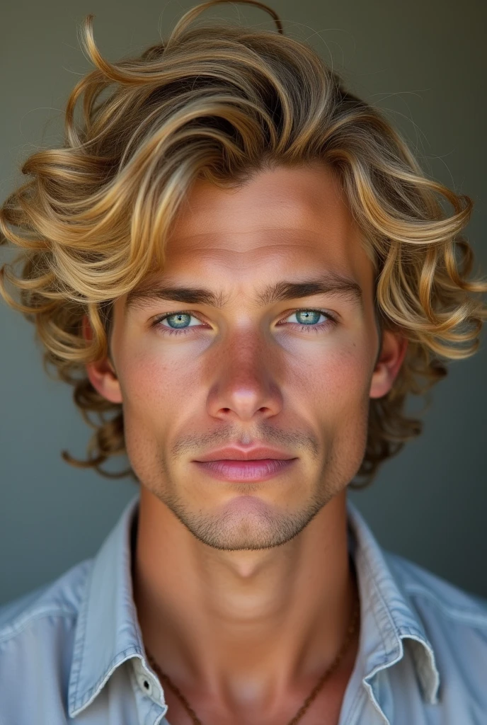 Blonde man with curly hair