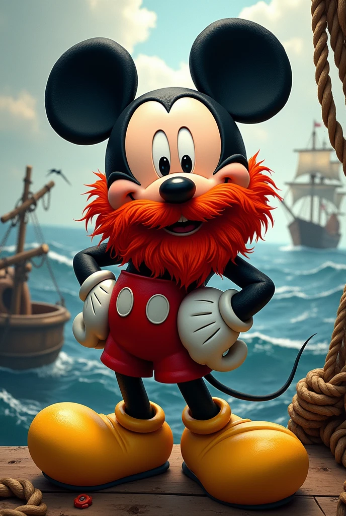 Mickey mouse con barba roja 
