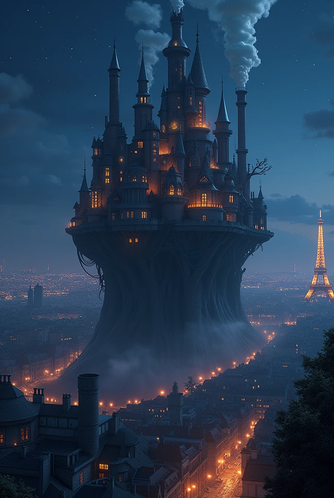 Howl&#39;s Moving Castle　Night view of Paris