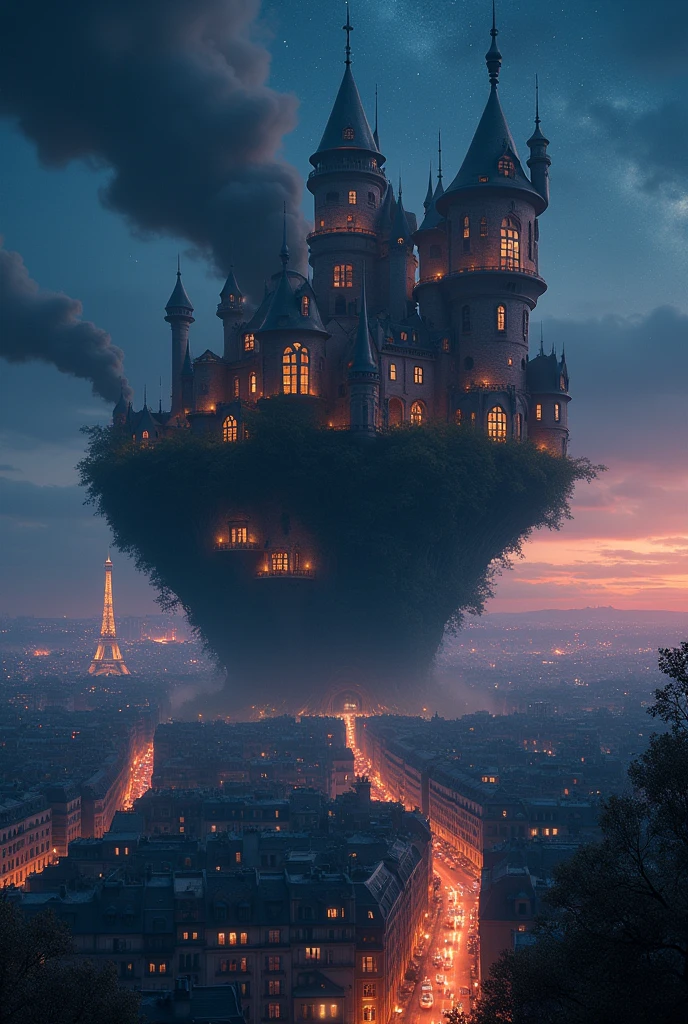 Howl&#39;s Moving Castle　Night view of Paris