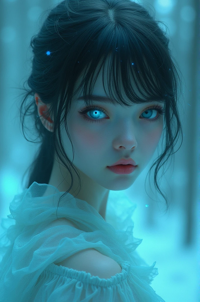 Girl with blue face