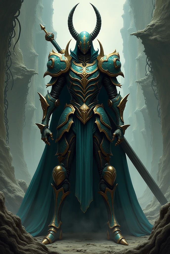 Create a warrior with the art style of the video game "hollow knight"