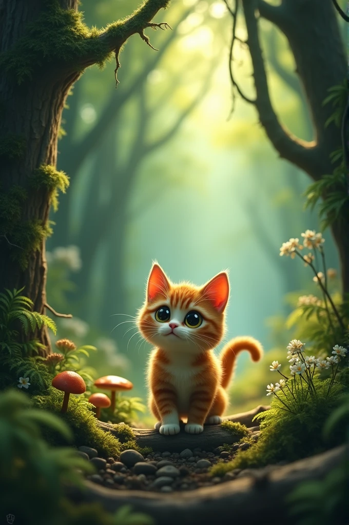 Cat in a forest lost in a forest