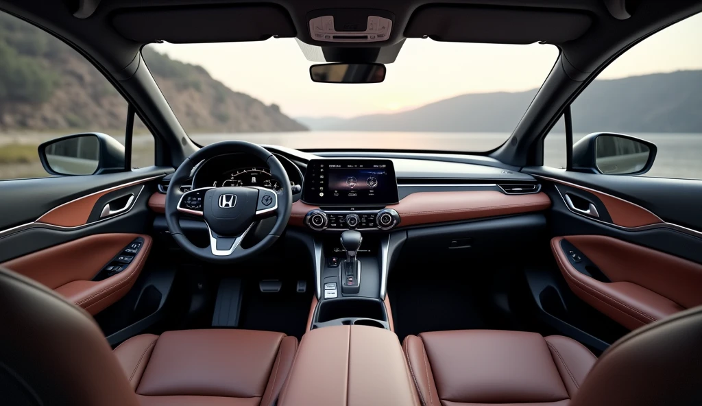 Interior: Give me an interior image of (Honda CRV 2025) Cabin, dashboard, cabin and luxury seats