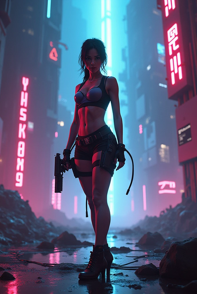 Tomb raider with neon denude