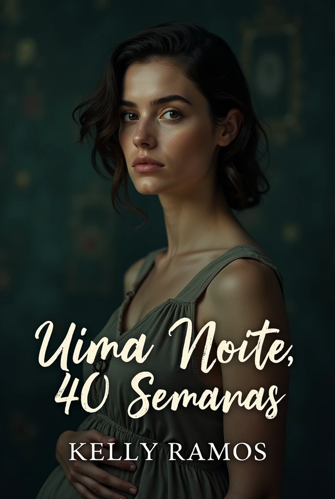 Create the cover for my book one night 40 weeks, tells the story of a woman who, after discovering her husband&#39;s betrayal, meets a man and in a single night she becomes pregnant. Put the title in Brazilian Portuguese and my author name Kelly Ramos 