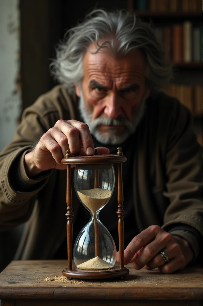 When the last particle of sand was about to fall, he made a decision. He turned the clock again and ran to fulfill an old dream he had left behind.: meet a friend you haven't seen for years.