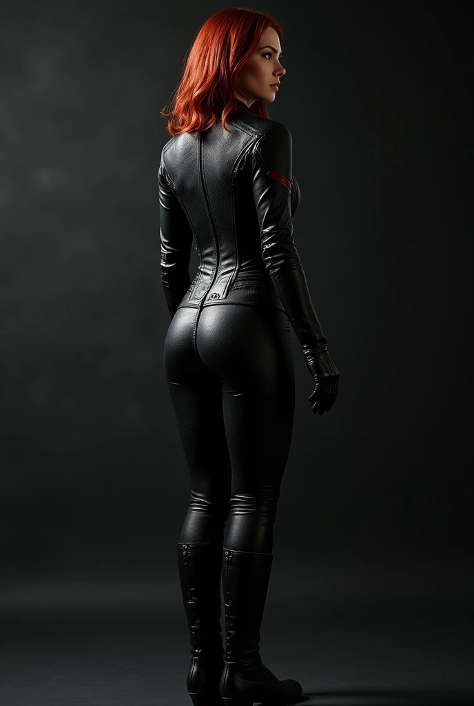 Scarlett Johansson in the Black Widow suit showing her body from behind